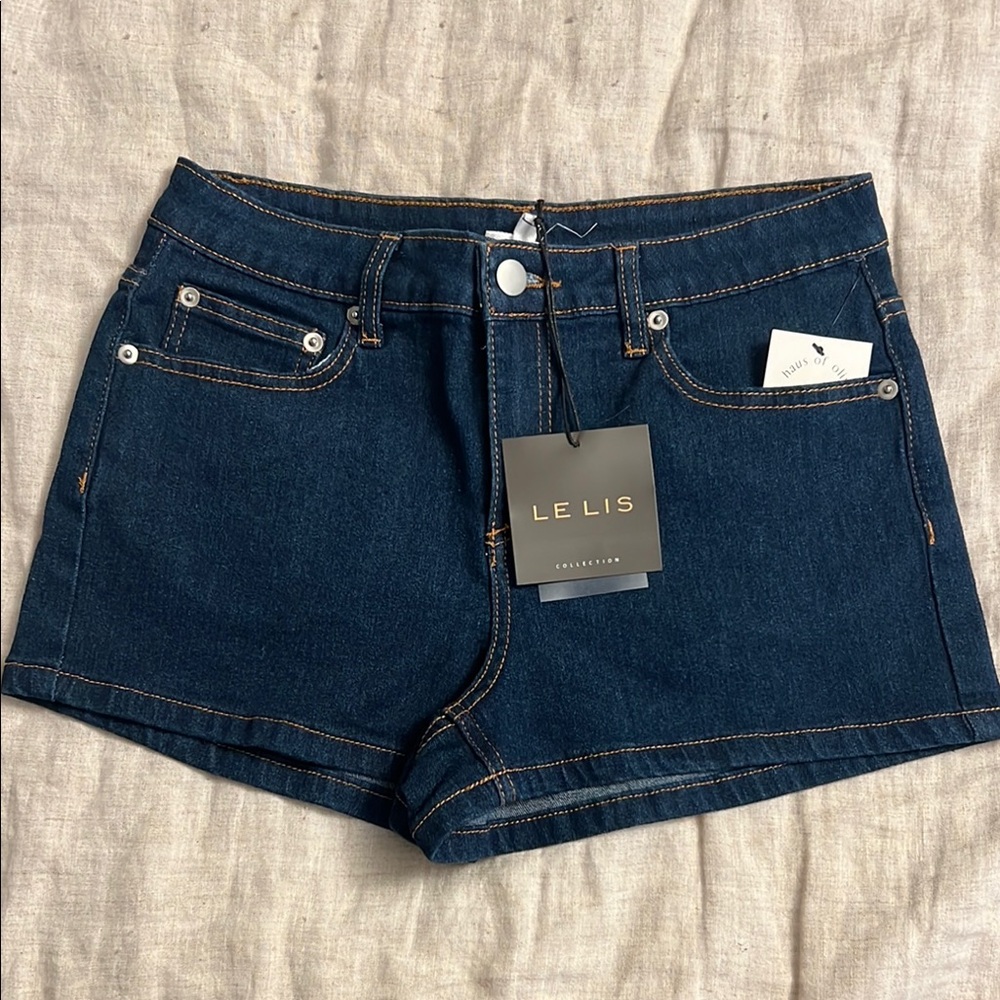 Le Lis Women's Dark Blue Denim Shorts